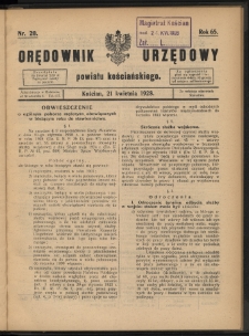 Orędownik Urzędowy Powiatu Kościańskiego 1928.04.21 R.65 Nr 20