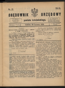 Orędownik Urzędowy Powiatu Kościańskiego 1928.04.28 R.65 Nr 22