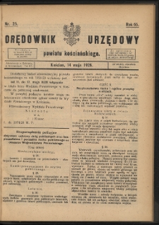 Orędownik Urzędowy Powiatu Kościańskiego 1928.05.14 R.65 Nr 25