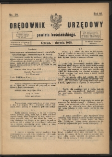 Orędownik Urzędowy Powiatu Kościańskiego 1928.08.01 R.65 Nr 39