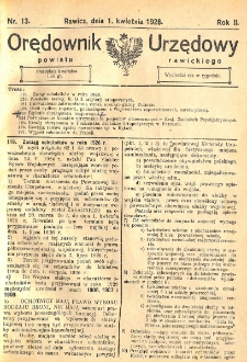 Orędownik Urzędowy Powiatu Rawickiego 1926.04.01 R.2 Nr 13