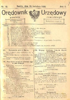 Orędownik Urzędowy Powiatu Rawickiego 1926.04.15 R.2 Nr 15