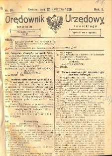 Orędownik Urzędowy Powiatu Rawickiego 1926.04.22 R.2 Nr 16