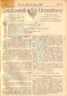 Orędownik Urzędowy Powiatu Rawickiego 1926.05.27 R.2 Nr 21