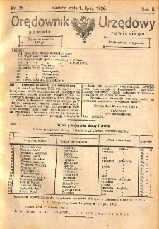 Orędownik Urzędowy Powiatu Rawickiego 1926.07.01 R.2 Nr 26