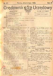 Orędownik Urzędowy Powiatu Rawickiego 1926.07.08 R.2 Nr 27