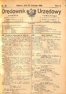 Orędownik Urzędowy Powiatu Rawickiego 1926.08.12 R.2 Nr 32