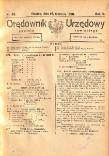 Orędownik Urzędowy Powiatu Rawickiego 1926.08.19 R.2 Nr 33