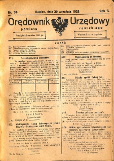 Orędownik Urzędowy Powiatu Rawickiego 1926.09.30 R.2 Nr 38
