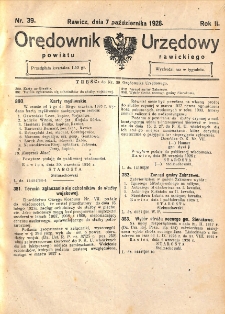 Orędownik Urzędowy Powiatu Rawickiego 1926.10.07 R.2 Nr 39
