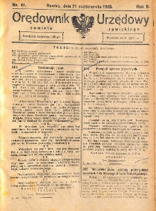 Orędownik Urzędowy Powiatu Rawickiego 1926.10.21 R.2 Nr 41