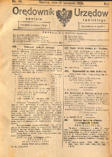 Orędownik Urzędowy Powiatu Rawickiego 1926.11.18 R.2 Nr 45