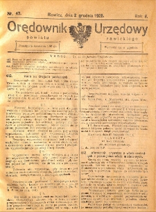 Orędownik Urzędowy Powiatu Rawickiego 1926.12.02 R.2 Nr 47