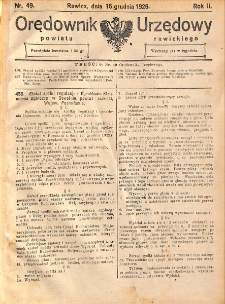 Orędownik Urzędowy Powiatu Rawickiego 1926.12.16 R.2 Nr 49