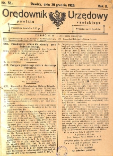 Orędownik Urzędowy Powiatu Rawickiego 1926.12.30 R.2 Nr 51