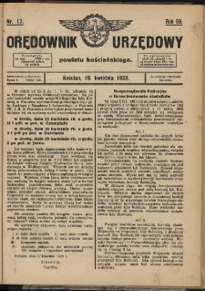 Orędownik Urzędowy Powiatu Kościańskiego 1923.04.18 R.58 Nr 17