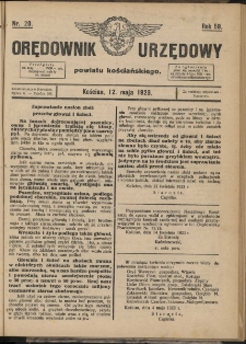 Orędownik Urzędowy Powiatu Kościańskiego 1923.05.12 R.58 Nr 20