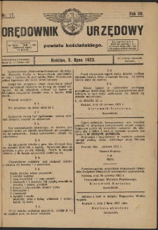 Orędownik Urzędowy Powiatu Kościańskiego 1923.07.05 R.58 Nr 27
