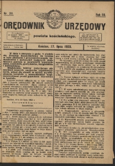 Orędownik Urzędowy Powiatu Kościańskiego 1923.07.27 R.58 Nr 30