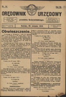 Orędownik Urzędowy Powiatu Kościańskiego 1923.08.30 R.58 Nr 34