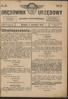 Orędownik Urzędowy Powiatu Kościańskiego 1923.09.05 R.58 Nr 35