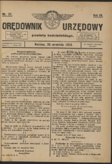 Orędownik Urzędowy Powiatu Kościańskiego 1923.09.20 R.58 Nr 37