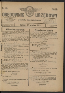 Orędownik Urzędowy Powiatu Kościańskiego 1923.09.27 R.58 Nr 38