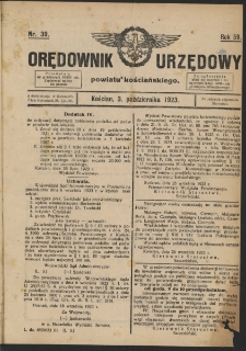 Orędownik Urzędowy Powiatu Kościańskiego 1923.10.03 R.58 Nr 39