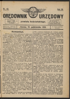 Orędownik Urzędowy Powiatu Kościańskiego 1923.10.25 R.58 Nr 42