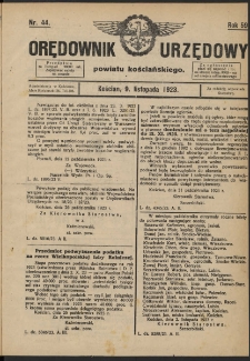 Orędownik Urzędowy Powiatu Kościańskiego 1923.11.09 R.58 Nr 44