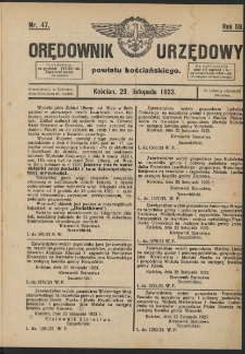 Orędownik Urzędowy Powiatu Kościańskiego 1923.11.29 R.58 Nr 47