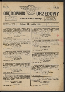 Orędownik Urzędowy Powiatu Kościańskiego 1923.12.22 R.58 Nr 50