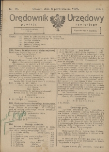 Orędownik Urzędowy Powiatu Rawickiego 1925.10.08 R.1 Nr 31