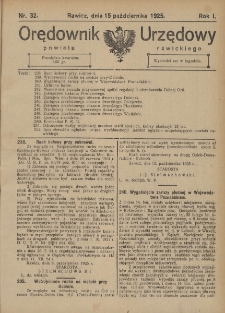 Orędownik Urzędowy Powiatu Rawickiego 1925.10.15 R.1 Nr 32