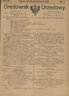 Orędownik Urzędowy Powiatu Rawickiego 1925.10.22 R.1 Nr 33