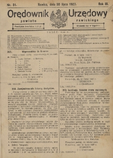 Orędownik Urzędowy Powiatu Rawickiego 1927.07.30 R.3 Nr 31