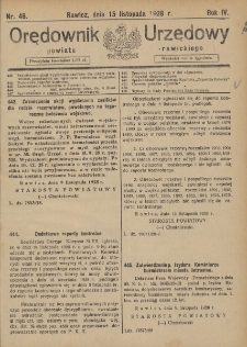 Orędownik Urzędowy Powiatu Rawickiego 1928.11.15 R.4 Nr 46