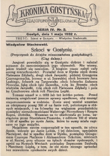 Kronika Gostyńska : jednodni&oacute;wka regionalna. 1932.04.01 T.4 z.1