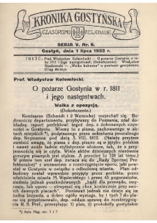 Kronika Gostyńska : jednodni&oacute;wka regionalna. 1933.07.01 T.5 z.5
