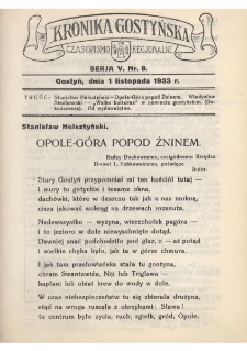 Kronika Gostyńska : jednodni&oacute;wka regionalna. 1933.11.01 T.5 z.9