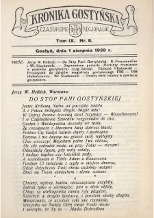 Kronika Gostyńska : jednodni&oacute;wka regionalna. 1938.08.01 T.9 z.8