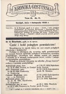 Kronika Gostyńska : jednodni&oacute;wka regionalna. 1938.11.01 T.9 z.11
