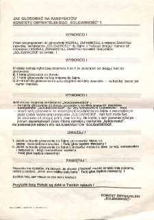 Ulotka Komitetu Obywatelskiego ,,Solidarność'