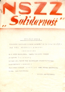 Ogloszenie o zamknięciu listy przyjęć do NSZZ &bdquo;Solidarność" oddziału Leszno
