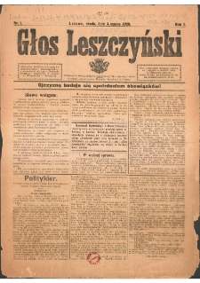 Głos Leszczyński 1920.03.03 R.1 Nr1