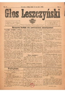 Głos Leszczyński 1920.04.14 R.1 Nr36