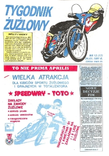 Tygodnik Żużlowy 1991.03.24 R.2 Nr12(17)