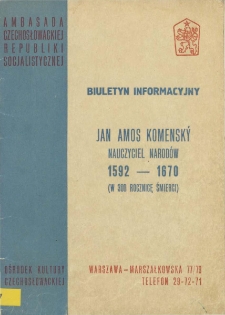 Jan Amos Komensky nauczyciel narod&oacute;w (1592-1670)