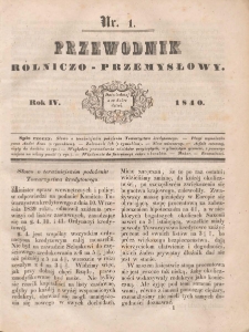Przewodnik Rolniczo-Przemysłowy 1840 R.4 Nr1