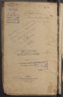 Kalendarz Benedyktynski : Na Kazdy Dzien Całego Roku [...]. [Cz. 1]